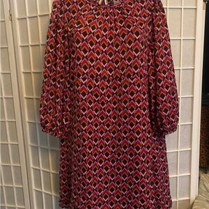 Chic Long Sleeve Geometric Dress in Pink and Black